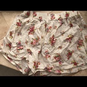 Brandy Melville Cream Floral Shorts